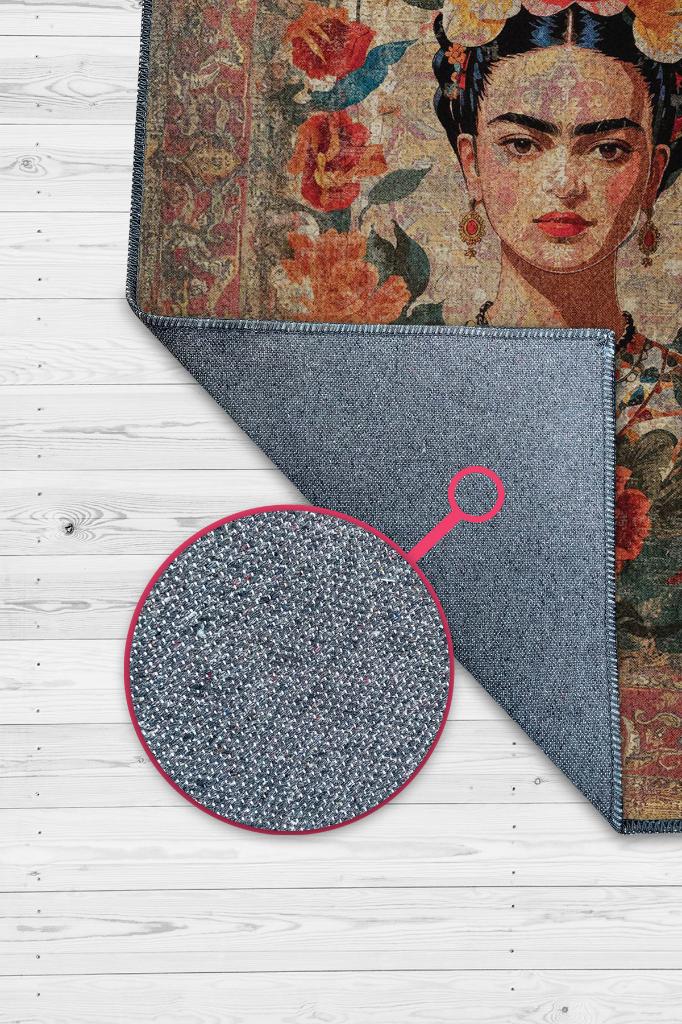 Frida Kahlo,Modern Çiçek Desenli Art Deco Vintage Halı,Çok Renkli Maksimalist Halı
