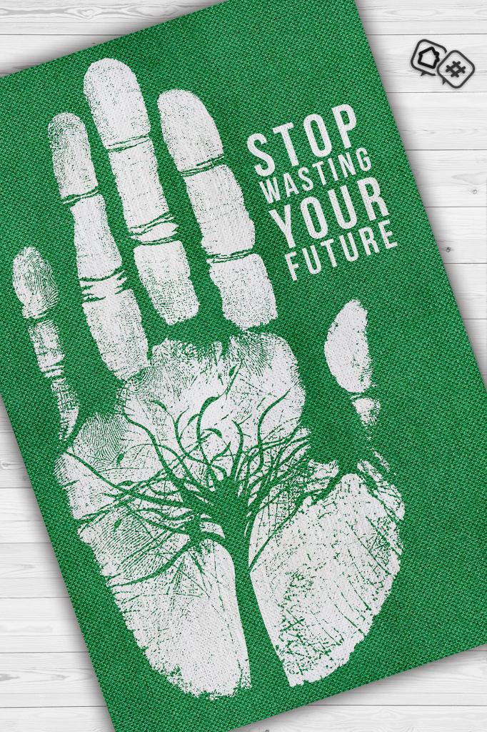 Geleceğini İsraf Etme Bej Renkli Halı Doğa Severler İçin Hediyelik Yeşil Renk Yazlık Halı