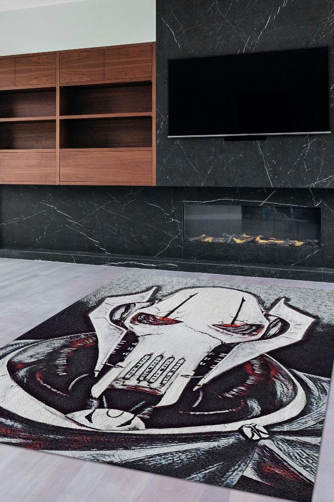 General Grievous Star Wars Halısı Siyah Renkli Halı Star Wars Film Sever Halısı Modern Halı