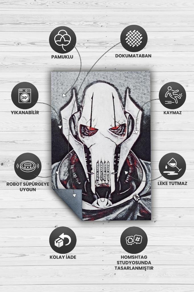 General Grievous Star Wars Halısı Siyah Renkli Halı Star Wars Film Sever Halısı Modern Halı