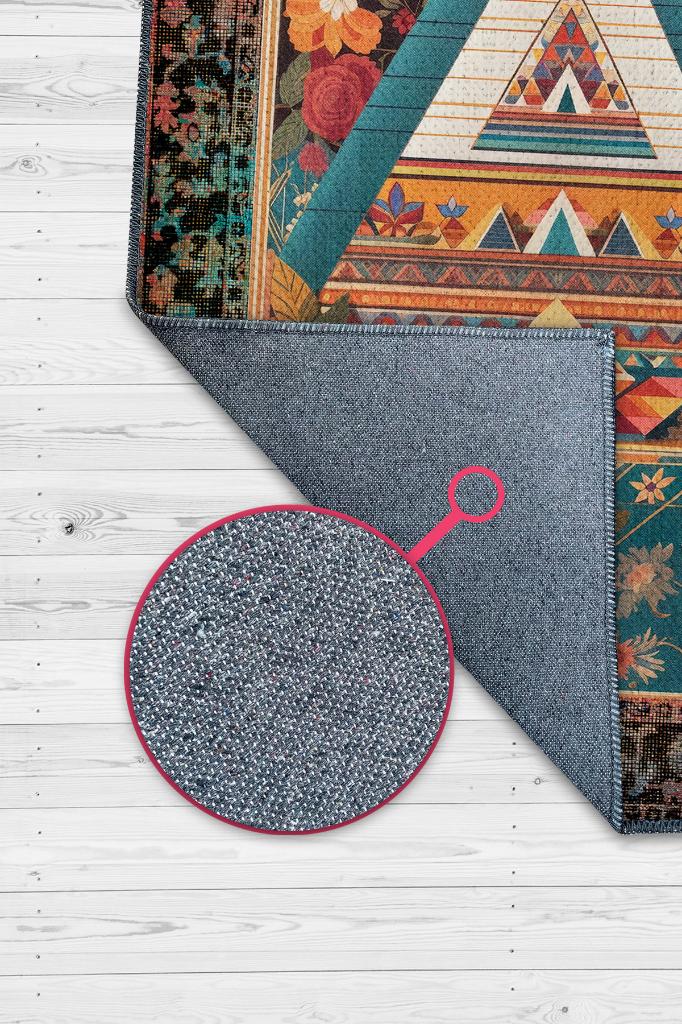 Geometrik Desenli Çok Renkli Halı Etnik Desenli Oturma Odası Halısı Art Deco Salon Halısı