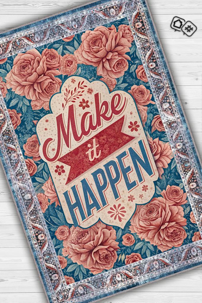 Gerçekleştir Renkli Halı Çiçek Temalı Yazlık Halısı Pamuklu Yıkanabilir Salon Halısı