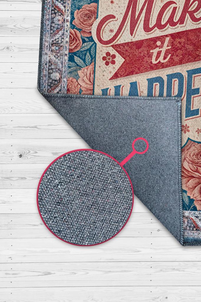 Gerçekleştir Renkli Halı Çiçek Temalı Yazlık Halısı Pamuklu Yıkanabilir Salon Halısı