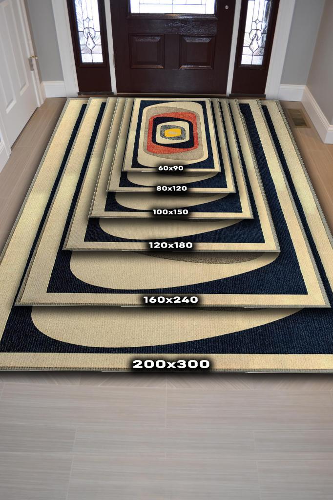 Göz, Soyut Soft Renkli Yıkanabilir Halı, Modern Tasarım Halı, Orijinal Oturma Odası Halısı, Krem, Lacivert, Bej Salon Halısı, Pamuklu Dokuma Tabanlı Yıkanabilir Dekoratif Salon Halısı