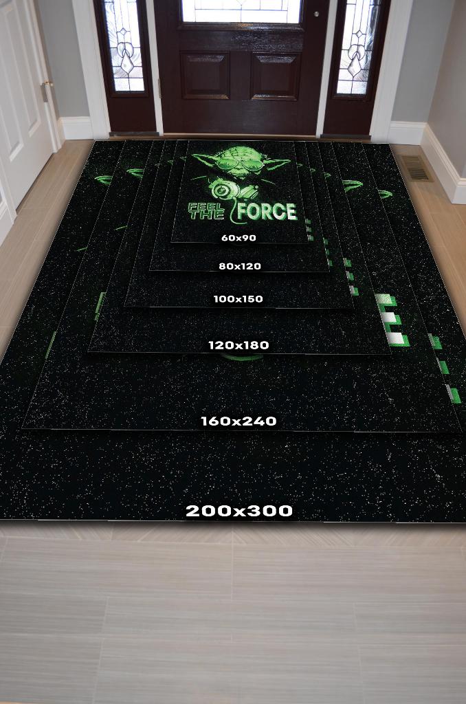 Gücü Hisset Film Halısı Star Wars Temalı Film Halı Siyah Yeşil Renk Star Wars Filmi Halısı