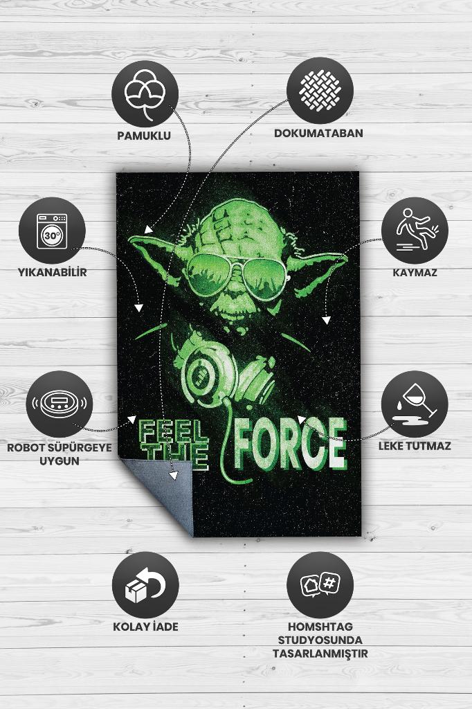 Gücü Hisset Film Halısı Star Wars Temalı Film Halı Siyah Yeşil Renk Star Wars Filmi Halısı