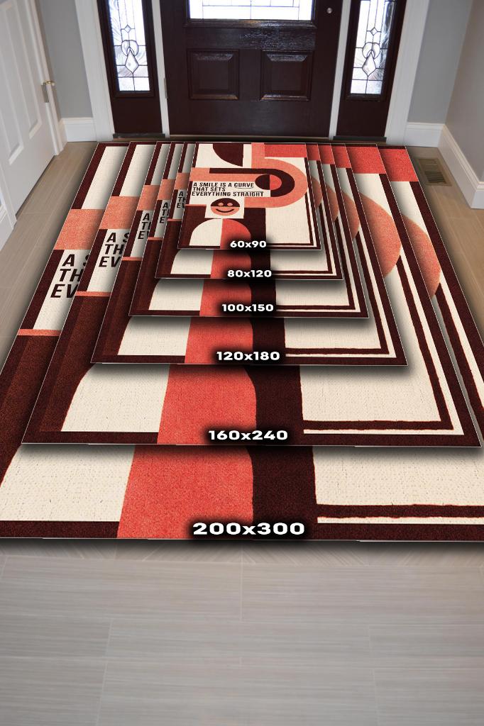 Gülümseyince Düzelir Çok Renkli Halı Geometrik Oturma Odası Halısı Minimal Salon Halı