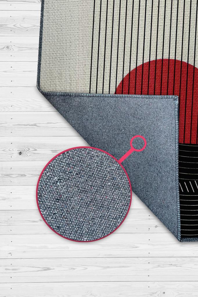 Günbatımında Denize Yağan Yağmur, Geometrik Desenli Özel Tasarım Halı, Yıkanabilir Minimalist Halı, Modern Çizgili Halı, Pamuklu Dokuma Tabanlı Yıkanabilir Dekoratif Ofis Halısı