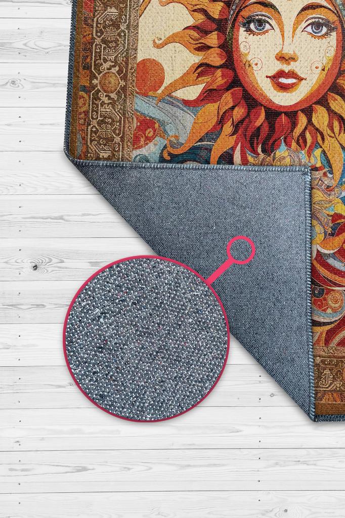Güneş Temalı Çok Renkli Salon Halısı Hippie Ev Dekoru İndie Oda Dekoru Oturma Odası Halısı