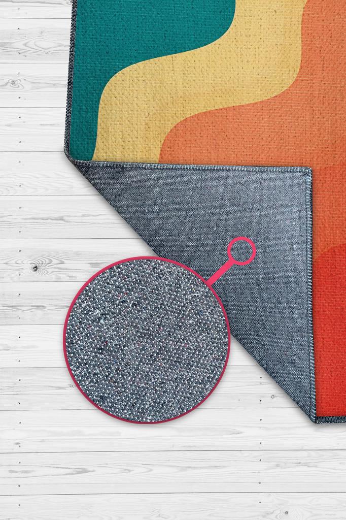 Güneş ve Deniz, Yaz Temalı İnce Mutfak Halısı, Yıkanabilir Balkon Halısı, Kaymaz Yazlık Dekoratif Halı, Çok Renkli Pamuklu Dokuma Tabanlı Yıkanabilir Mutfak Halısı