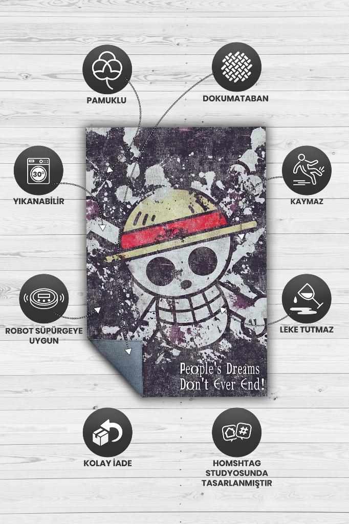 Hayaller Bitmez Dokuma Tabanlı Animeli Halı Çok Renkli Halı Hediyelik Anime Halısı