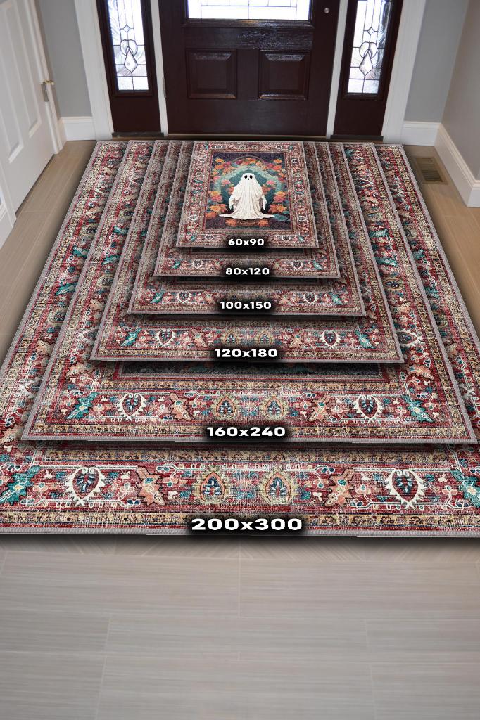 Haylet Temalı Dijital Baskılı Halı Modern Halı Dokuma Tabanlı Çok Renkli Salon Halısı