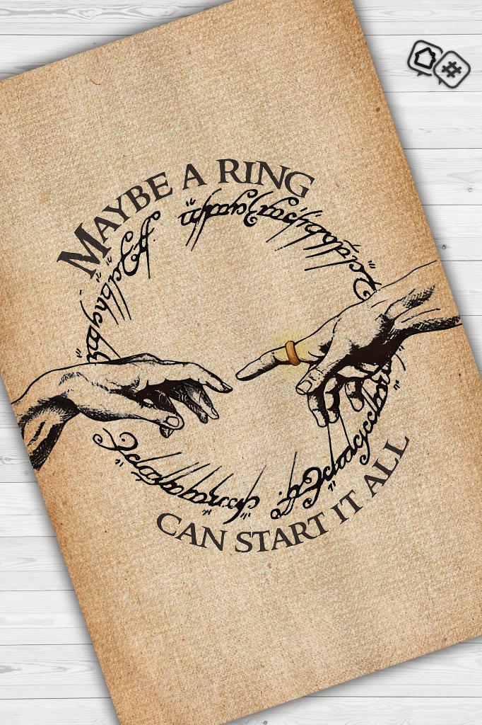 Her Şey Bir Yüzükle Başladı Siyah Bej Renk Yüzüklerin Efendisi Halısı Film Temalı Halı