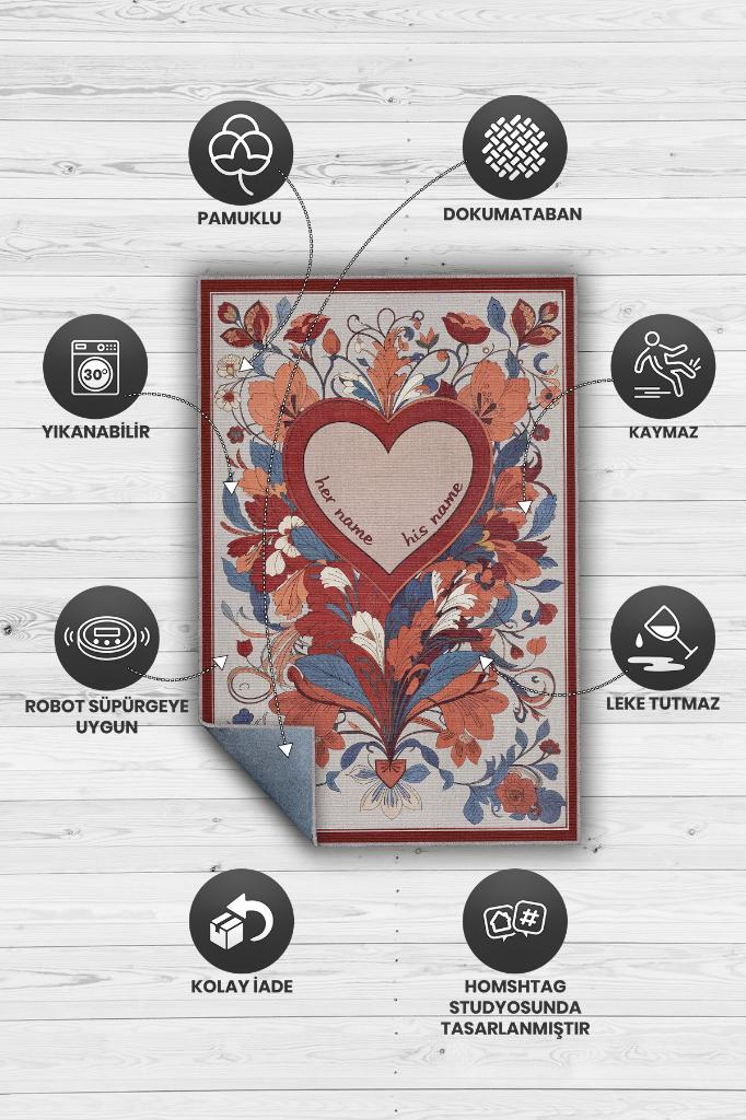 Her Zaman Kişiye Özel Kişiselleştirilebilir Halı Çok Renk Hediyelik Sevgiliye Özel Halı