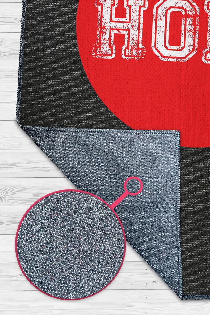 Hodl Siyah Kırmızı Renk Halı Baskı Halı Figürlü Genç Odası Halısı Sade Dokuma Tabanlı Halı