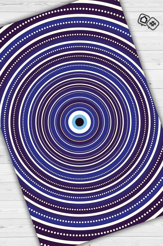 İllüzyon Boncuk Geometrik Salon Halı Etnik Halı Mor Renk Oturma Odası Halı Nazarlıklı Halı
