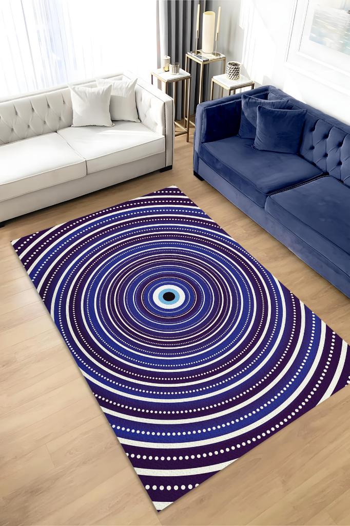 İllüzyon Boncuk Geometrik Salon Halı Etnik Halı Mor Renk Oturma Odası Halı Nazarlıklı Halı
