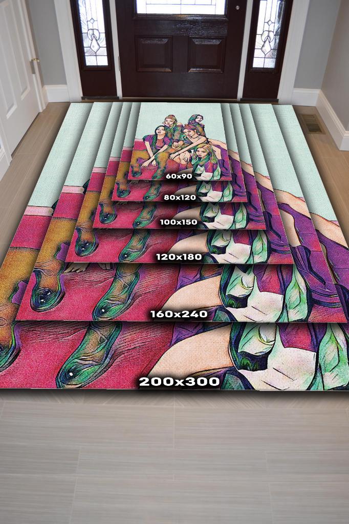 ITZY Çok Renkli Dokuma Halı Figürlü Genç Odası Halısı Müzik Temalı Halı Modern Tasarım Halı