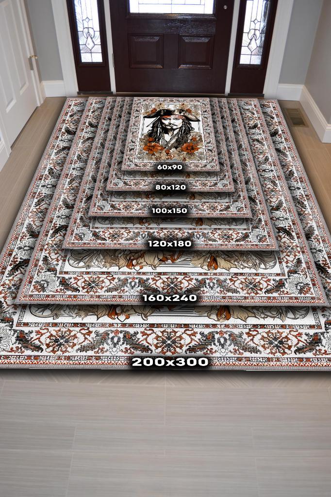 Jack Sparrow Çok Renkli Film Sever Halısı Karayip Korsanları Film Halısı Hediyelik Halı