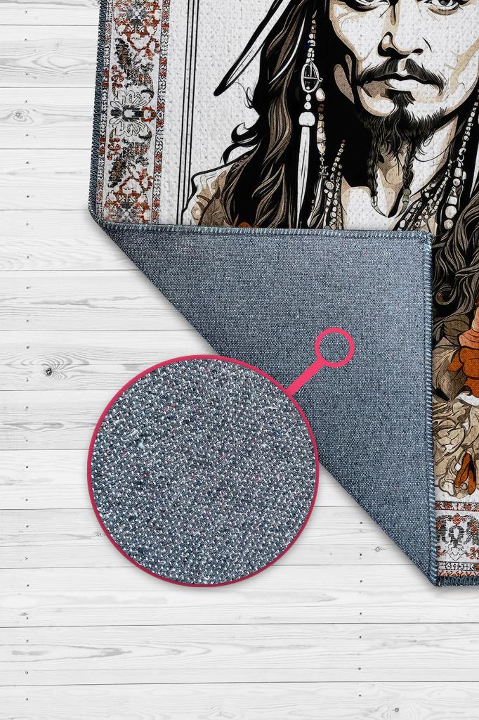 Jack Sparrow Çok Renkli Film Sever Halısı Karayip Korsanları Film Halısı Hediyelik Halı