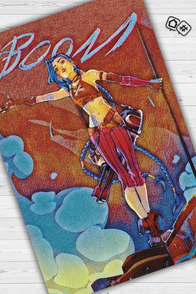 Jinx Çok Renkli Oyuncu Halısı Zemini Çok Renkli Gamer Temalı League Of Legends Sever Halısı