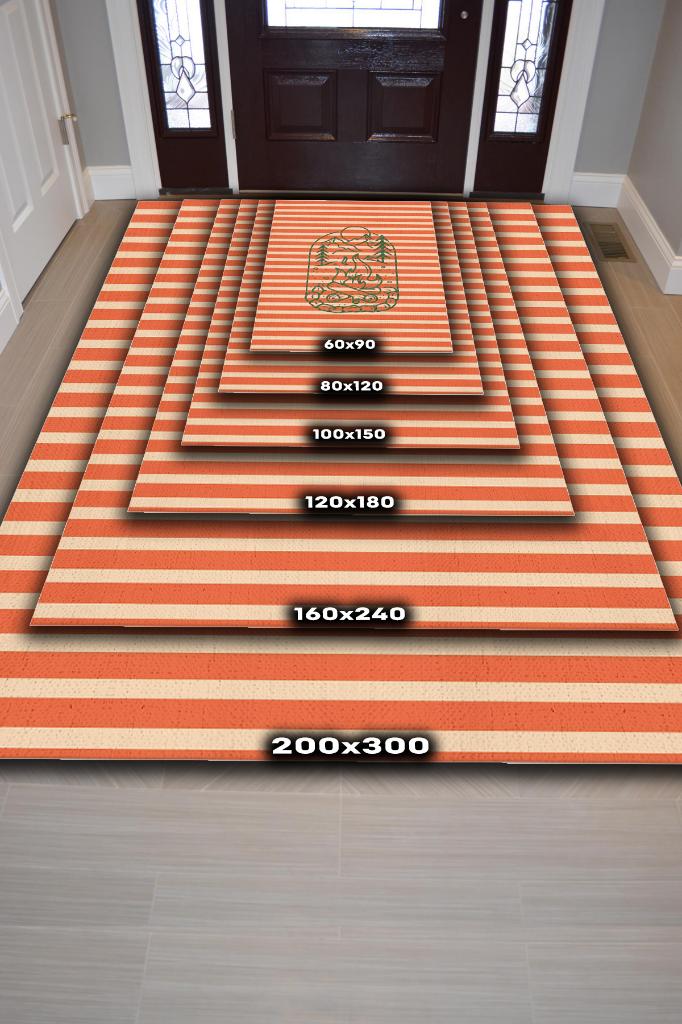 Kampçı, Karavan Halısı, Çizgili Minimalist Halı, Çadır Halısı, Kampçı Halısı, Seyahat Temalı Halı, Pamuklu Dokuma Tabanlı Yıkanabilir Dekoratif Halı