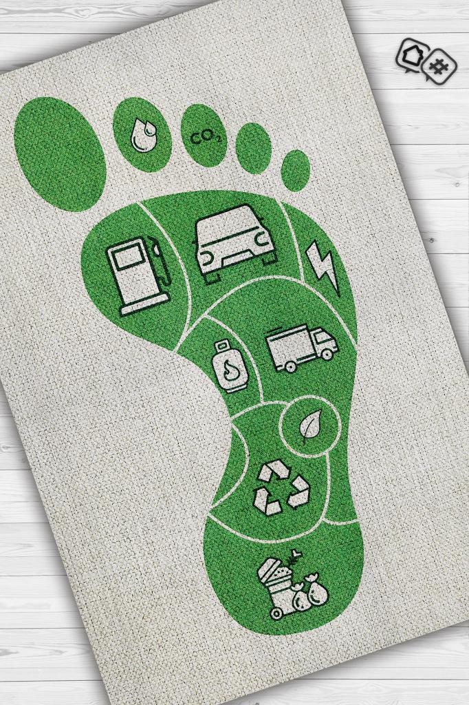 Karbon Ayak İzi Bej Renkli Halı Doğa Severler İçin Hediyelik Yeşil Renk Halı Yazlık Halı