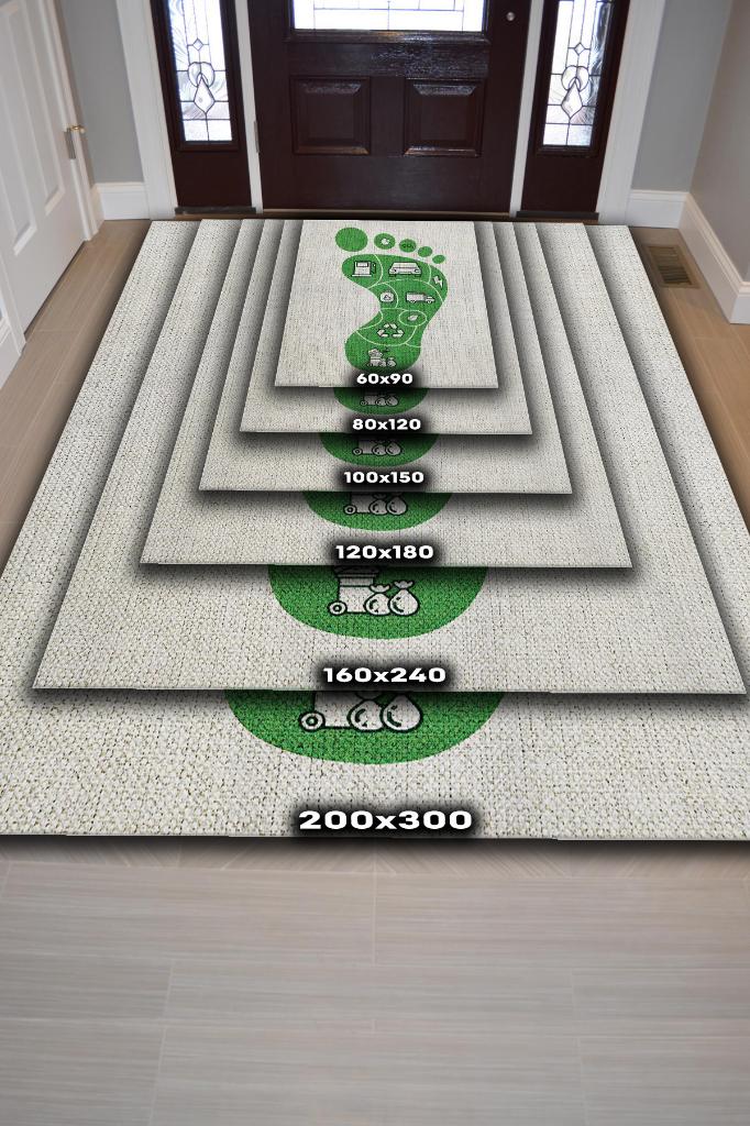 Karbon Ayak İzi Bej Renkli Halı Doğa Severler İçin Hediyelik Yeşil Renk Halı Yazlık Halı