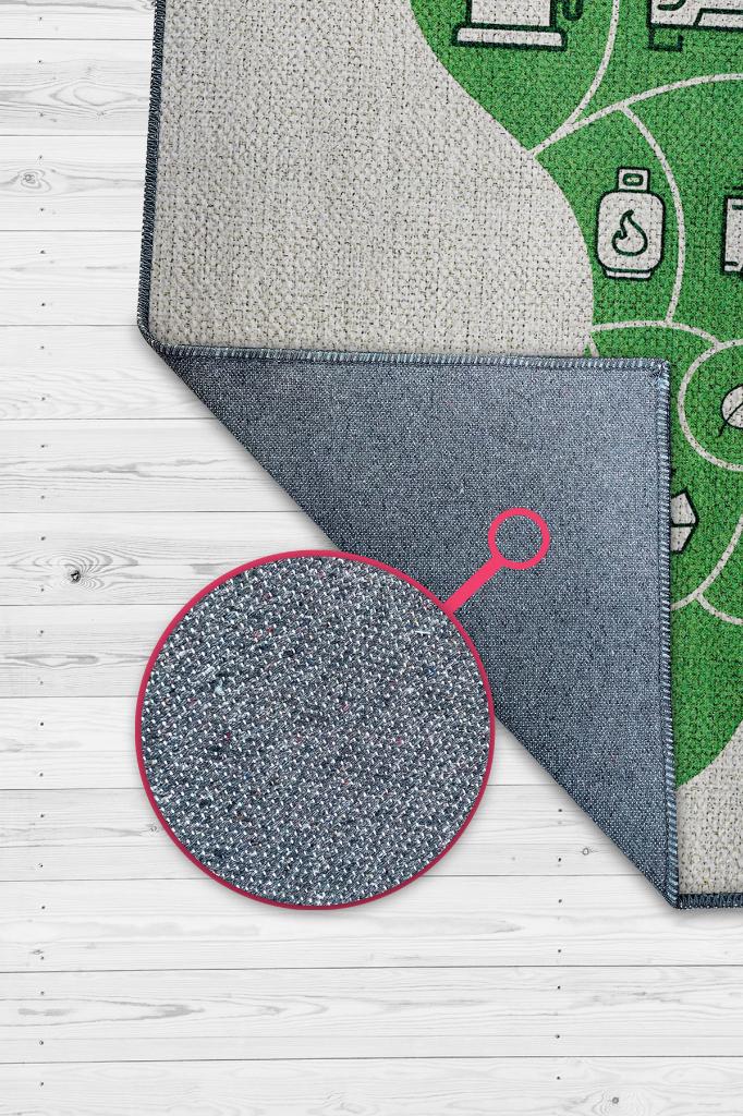 Karbon Ayak İzi Bej Renkli Halı Doğa Severler İçin Hediyelik Yeşil Renk Halı Yazlık Halı