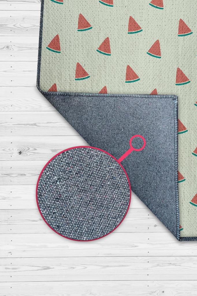 Karpuz Desenli Yeşil Halı Minimal Salon Halısı Renkli Mutfak Halısı Tarz Oturma Odası Halı