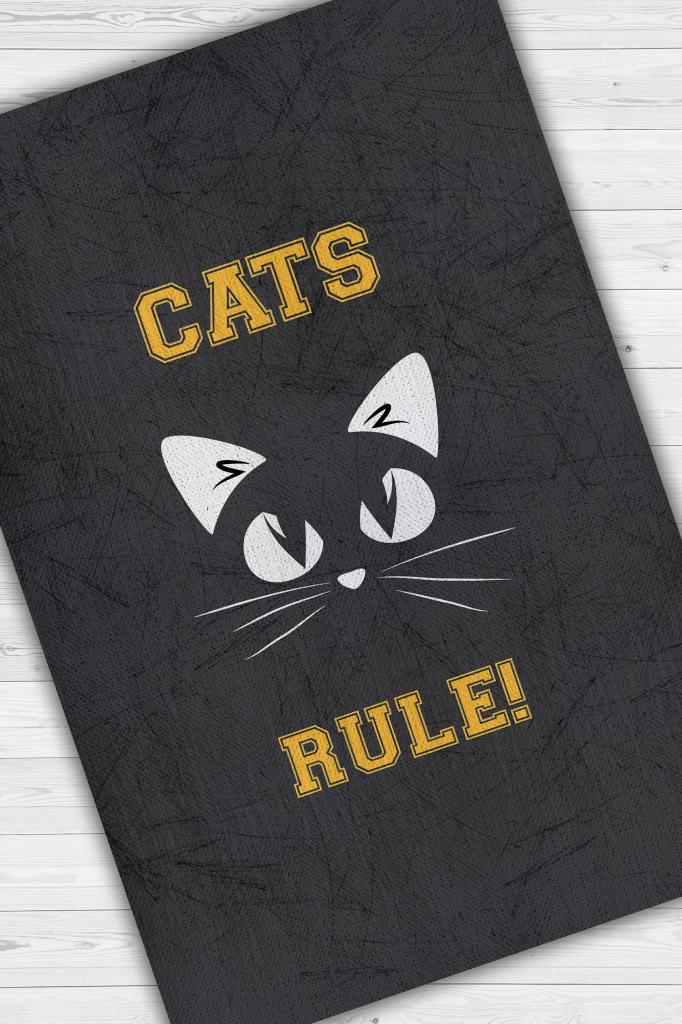 Kediler Hükmeder Nude Renkli Kedi Figürlü Halı Özel Tasarım Kedi Sever Genç Odası Halısı