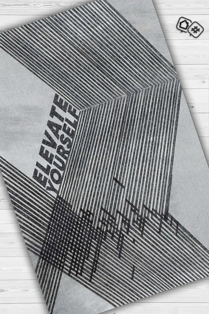 Kendini Yükselt Gri Siyah Halı Modern Özel Tasarım Çizgili Ofis Halısı Dijital Geometrik Home Office Halı