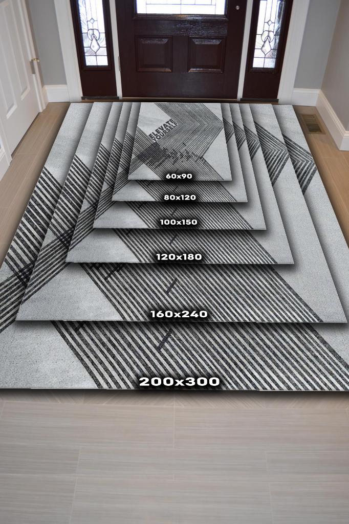 Kendini Yükselt Gri Siyah Halı Modern Özel Tasarım Çizgili Ofis Halısı Dijital Geometrik Home Office Halı