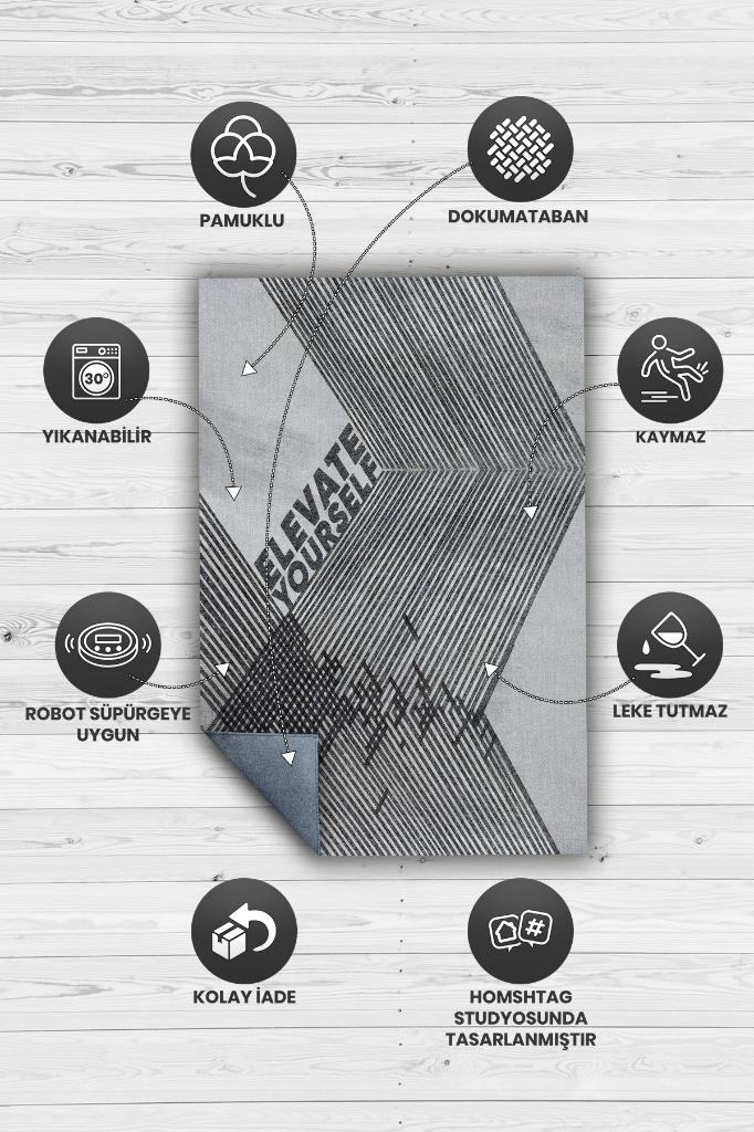 Kendini Yükselt Gri Siyah Halı Modern Özel Tasarım Çizgili Ofis Halısı Dijital Geometrik Home Office Halı