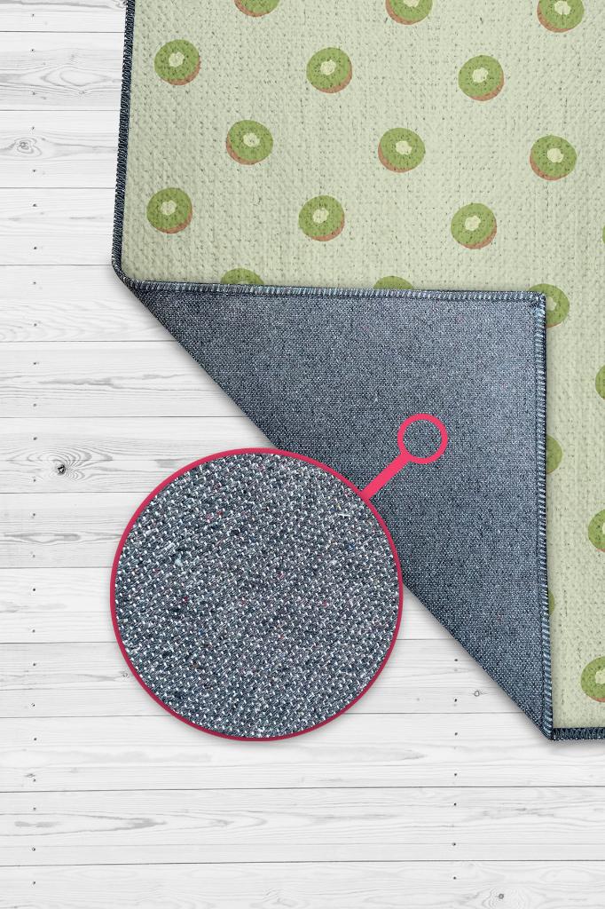 Kivi Desenli Yeşil Halı Minimal Salon Halısı Renkli Mutfak Halısı Tarz Oturma Odası Halı