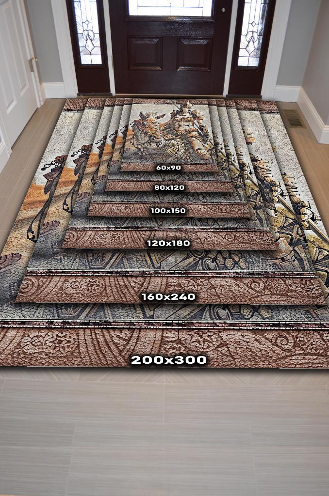 Knight Çok Renkli Oyuncu Halısı Mozaik Desenli Gamer Temalı Halı Knight Sever Hediye Halı