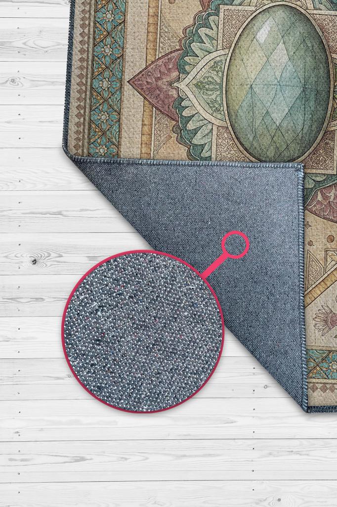 Labradorit Taşı Halısı Yeşil Renkli Enerji Taşı Figürlü Halı Spiritüel Temalı Modern Halı