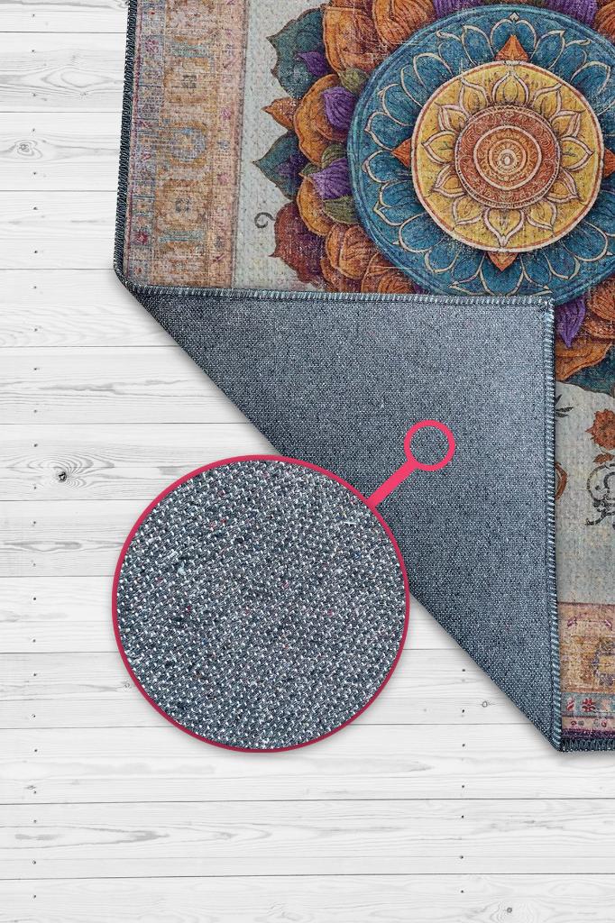 Mandala Halısı,Meditasyon Temalı Renkli Halı,Madala Desenli Çiçekli Vintage Halı,Yoga Halısı,Sipiritüel Halı