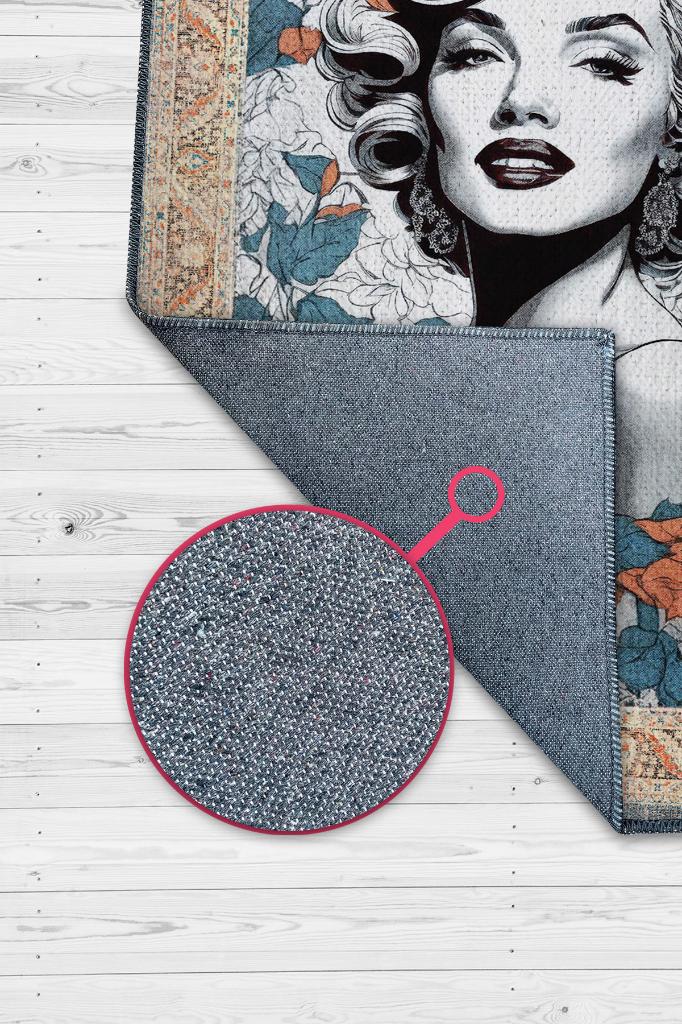 Marilyn Monroe,Modern Çiçek Desenli Art Deco Vintage Halı,Çok Renkli Maksimalist Halı