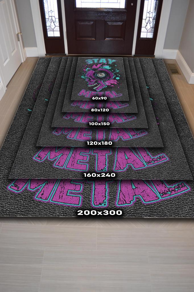 Metalde Kal Çok Renkli Halı Metal Müzik Sever Halısı Hediyelik Müzisyen Halısı