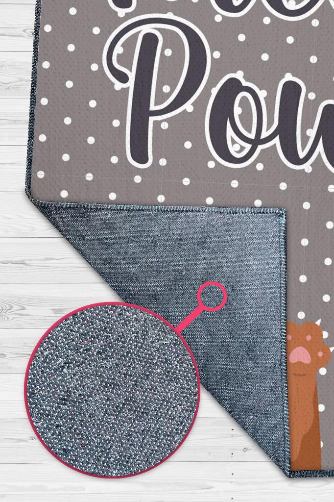 Miyav Gücü Gri Renkli Kedi Temalı Halı Çok Renkli Çocuk Odası Halısı Kreş Anaokulu Halısı