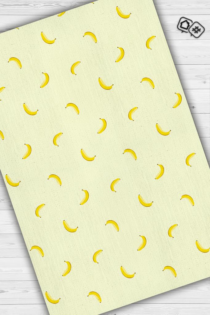 Muz Desenli Sarı Halı Minimal Salon Halısı Renkli Mutfak Halısı Tarz Oturma Odası Halı