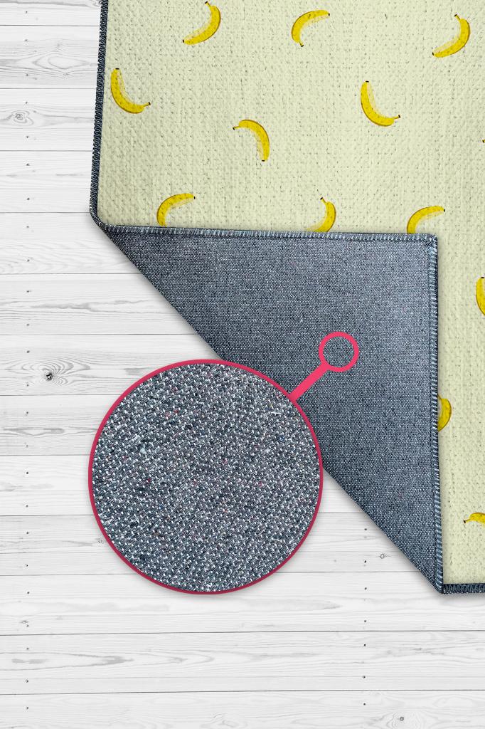 Muz Desenli Sarı Halı Minimal Salon Halısı Renkli Mutfak Halısı Tarz Oturma Odası Halı