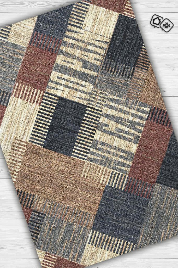 No Pain No Gain Kahverengi Bej Renkli Halı Geometrik Oturma Odası Halısı Minimal Salon Halı