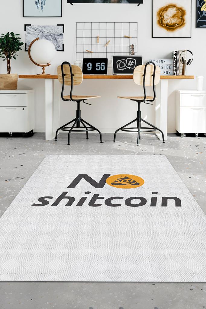 No Shitcoin Beyaz Renkli Halı Baskı Halı Figürlü Genç Odası Halısı Dokuma Tabanlı Halı