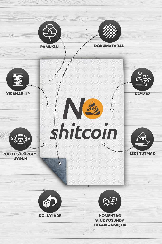No Shitcoin Beyaz Renkli Halı Baskı Halı Figürlü Genç Odası Halısı Dokuma Tabanlı Halı