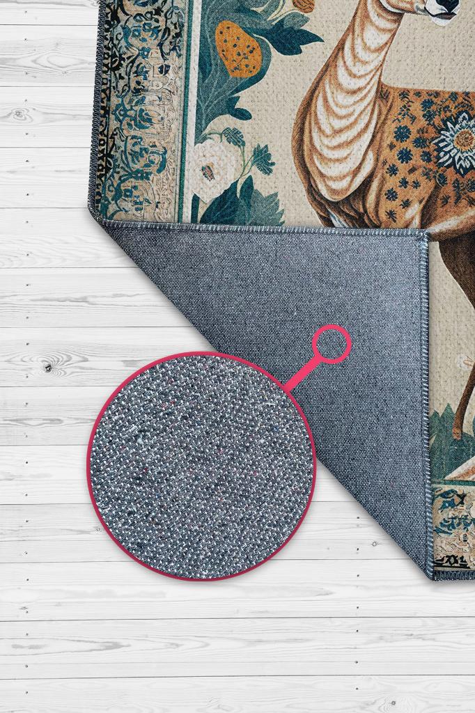 Nuh'un Gemisi Koleksiyonu Ceylan, Çiçek Desenli Art Deco Tarzı Vintage Halı,Çok Renkli Maksimalist Halı