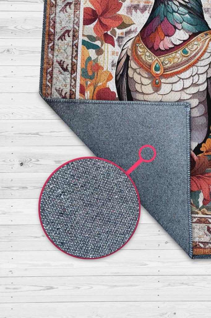 Nuh'un Gemisi Koleksiyonu Güvercin Çiçek Desenli Temalı Vintage Renkli Maksimalist Halı