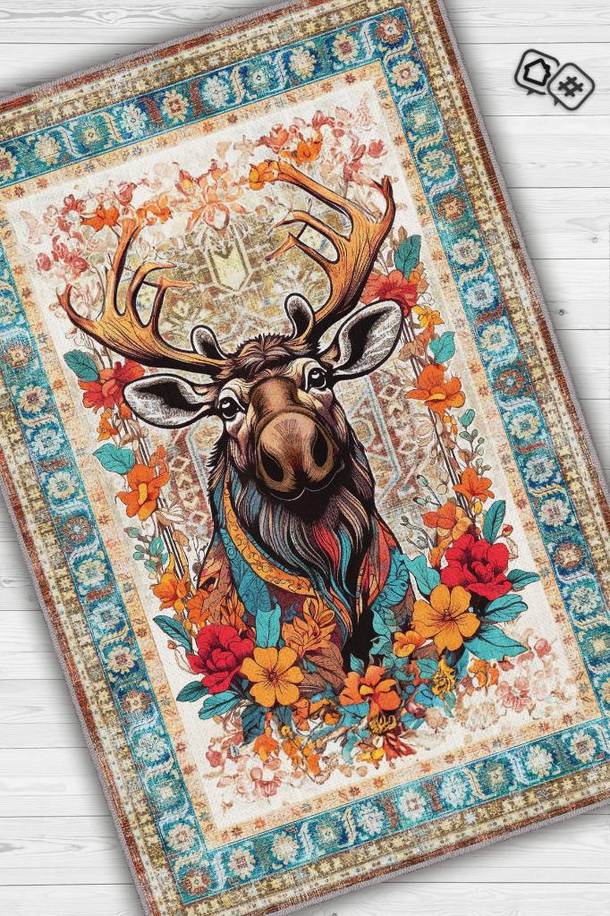 Nuh'un Gemisi Koleksiyonu Mus Kanada Geyiği Çiçek Desenli Temalı Vintage Renkli Maksimalist