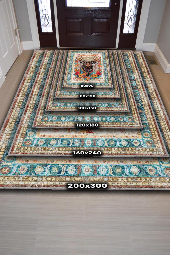 Nuh'un Gemisi Koleksiyonu Mus Kanada Geyiği Çiçek Desenli Temalı Vintage Renkli Maksimalist